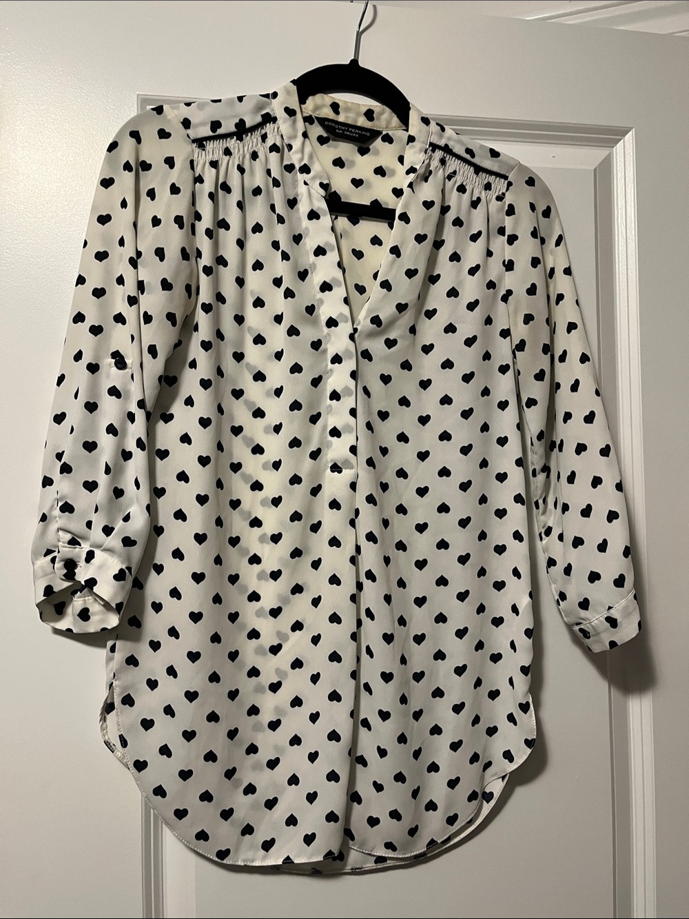 Dorothy Perkins White Button-Down Shirt with Heart Print